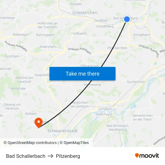 Bad Schallerbach to Pitzenberg map