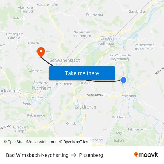 Bad Wimsbach-Neydharting to Pitzenberg map