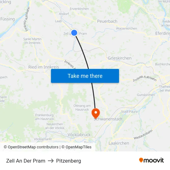 Zell An Der Pram to Pitzenberg map