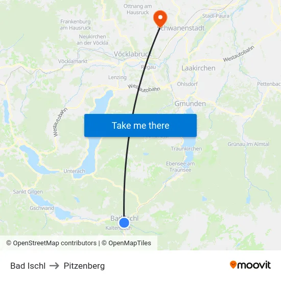 Bad Ischl to Pitzenberg map