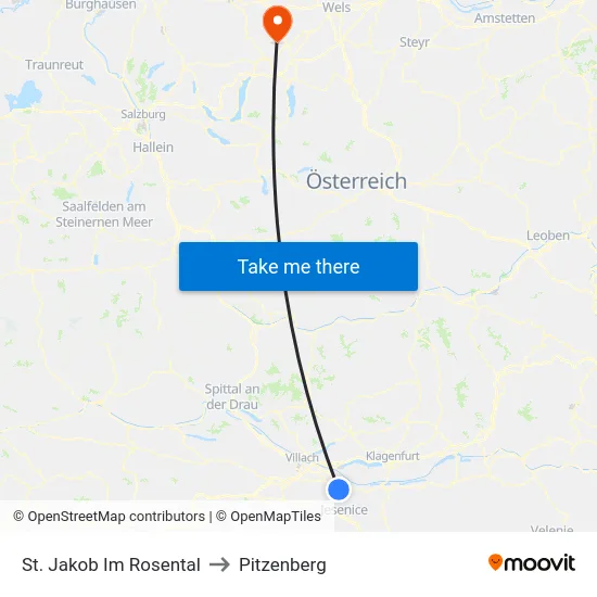 St. Jakob Im Rosental to Pitzenberg map