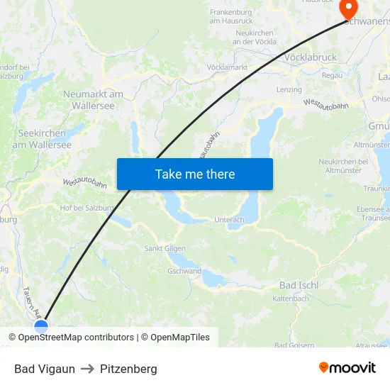 Bad Vigaun to Pitzenberg map