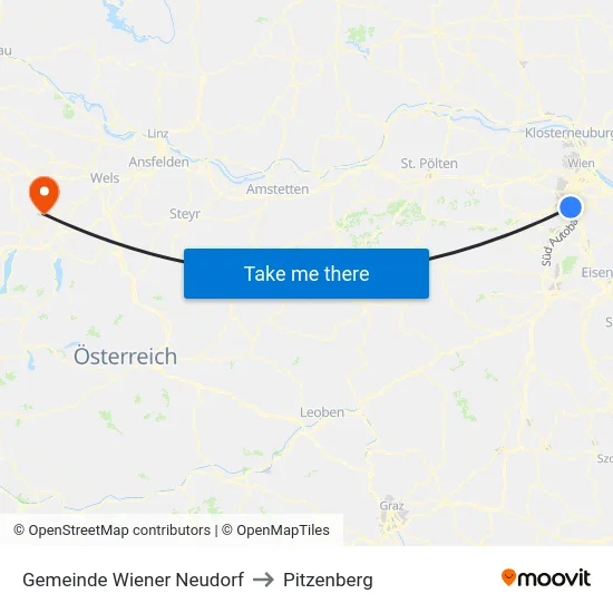 Gemeinde Wiener Neudorf to Pitzenberg map