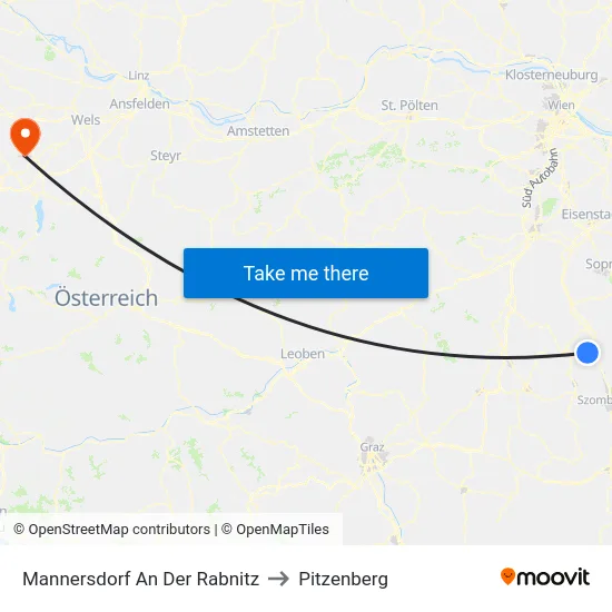 Mannersdorf An Der Rabnitz to Pitzenberg map