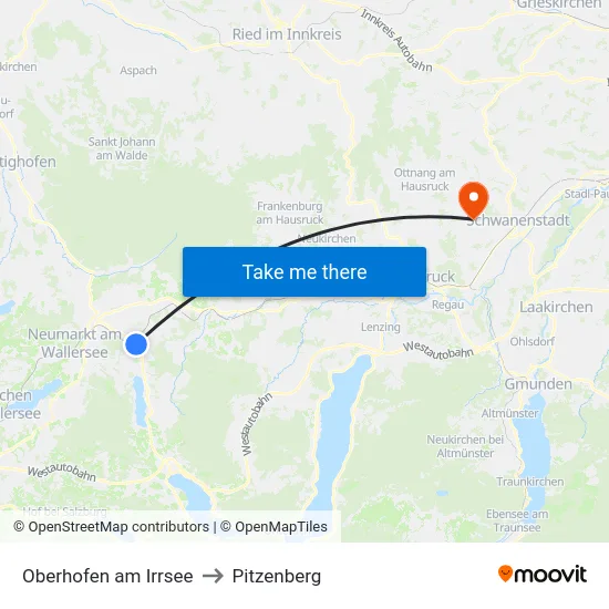 Oberhofen am Irrsee to Pitzenberg map