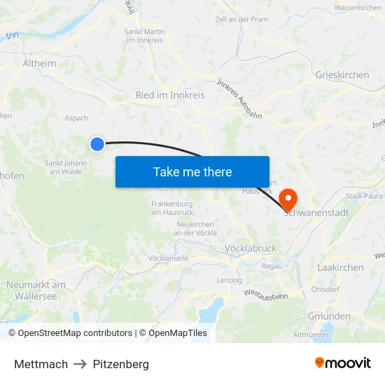 Mettmach to Pitzenberg map