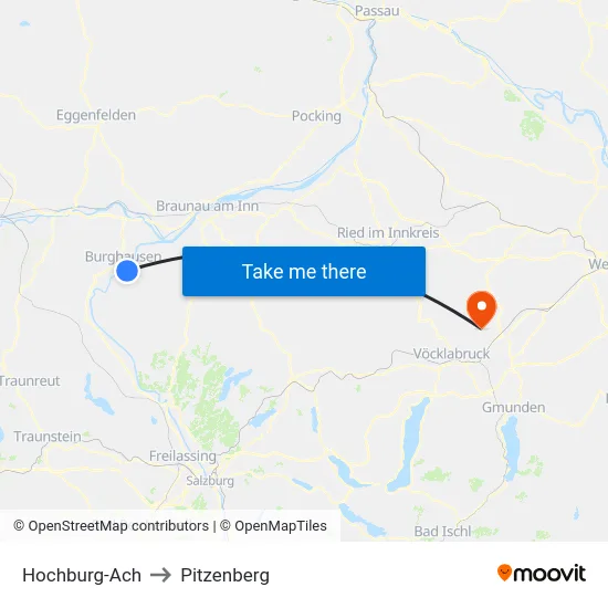 Hochburg-Ach to Pitzenberg map