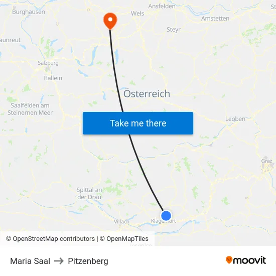 Maria Saal to Pitzenberg map