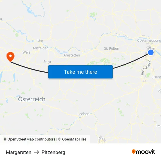 Margareten to Pitzenberg map
