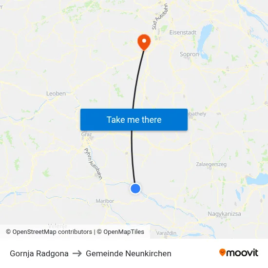 Gornja Radgona to Gemeinde Neunkirchen map