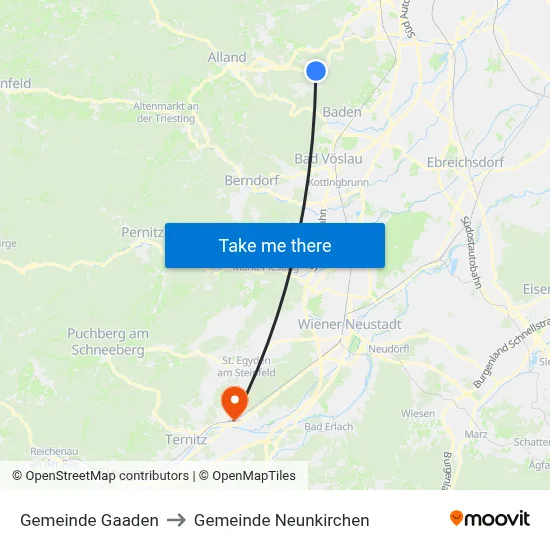 Gemeinde Gaaden to Gemeinde Neunkirchen map