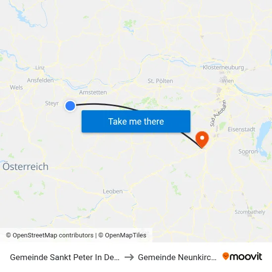 Gemeinde Sankt Peter In Der Au to Gemeinde Neunkirchen map
