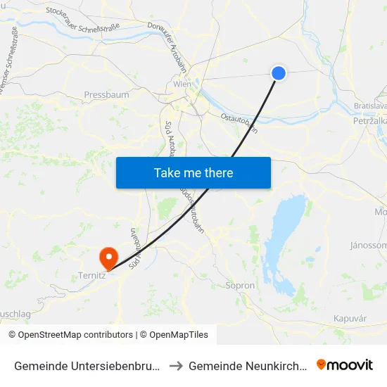 Gemeinde Untersiebenbrunn to Gemeinde Neunkirchen map
