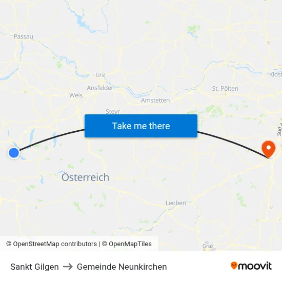 Sankt Gilgen to Gemeinde Neunkirchen map