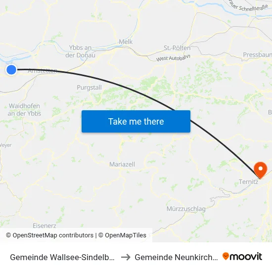 Gemeinde Wallsee-Sindelburg to Gemeinde Neunkirchen map