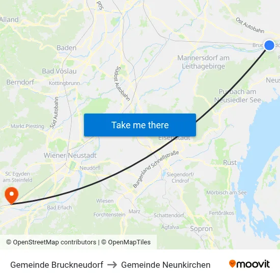 Gemeinde Bruckneudorf to Gemeinde Neunkirchen map