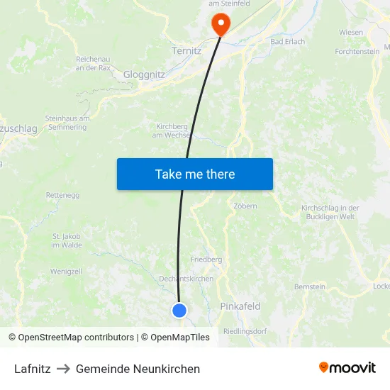 Lafnitz to Gemeinde Neunkirchen map
