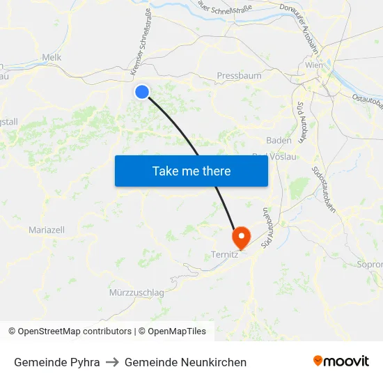 Gemeinde Pyhra to Gemeinde Neunkirchen map