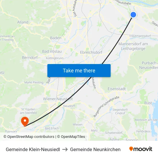 Gemeinde Klein-Neusiedl to Gemeinde Neunkirchen map