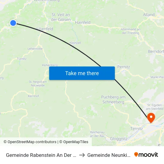 Gemeinde Rabenstein An Der Pielach to Gemeinde Neunkirchen map