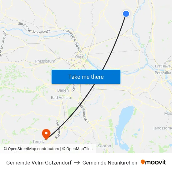 Gemeinde Velm-Götzendorf to Gemeinde Neunkirchen map