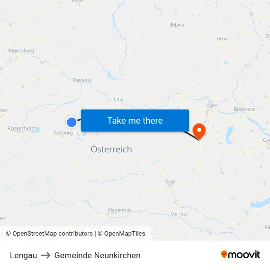 Lengau to Gemeinde Neunkirchen map