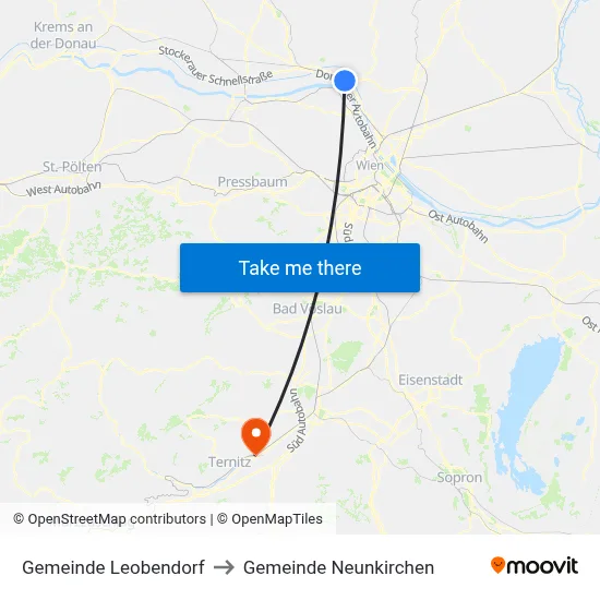 Gemeinde Leobendorf to Gemeinde Neunkirchen map