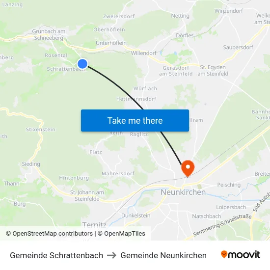 Gemeinde Schrattenbach to Gemeinde Neunkirchen map