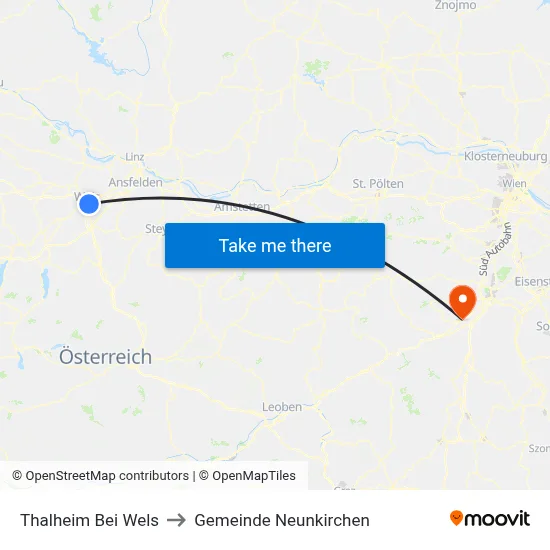 Thalheim Bei Wels to Gemeinde Neunkirchen map
