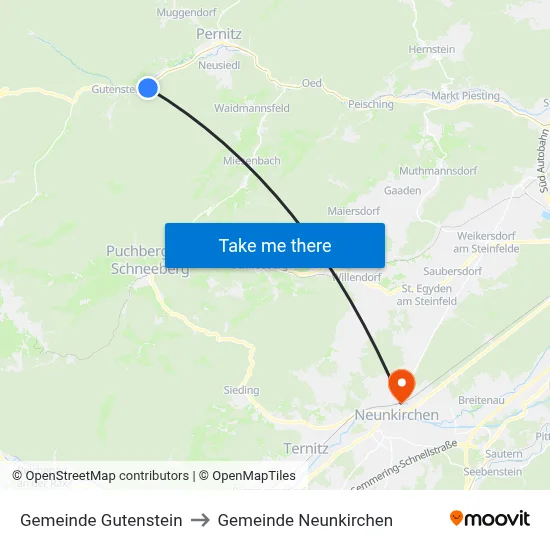 Gemeinde Gutenstein to Gemeinde Neunkirchen map