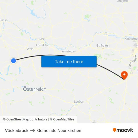 Vöcklabruck to Gemeinde Neunkirchen map