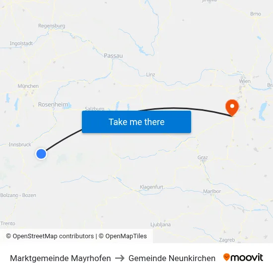 Marktgemeinde Mayrhofen to Gemeinde Neunkirchen map
