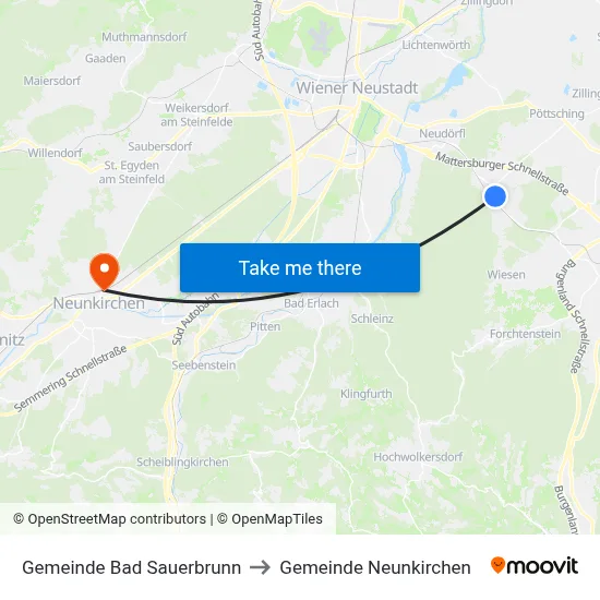 Gemeinde Bad Sauerbrunn to Gemeinde Neunkirchen map