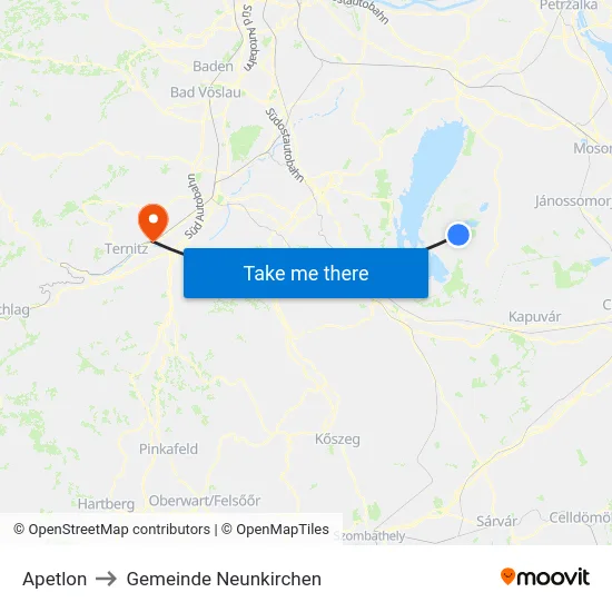 Apetlon to Gemeinde Neunkirchen map