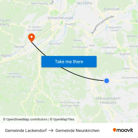 Gemeinde Lackendorf to Gemeinde Neunkirchen map