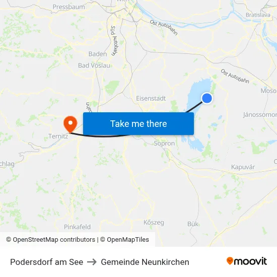 Podersdorf am See to Gemeinde Neunkirchen map