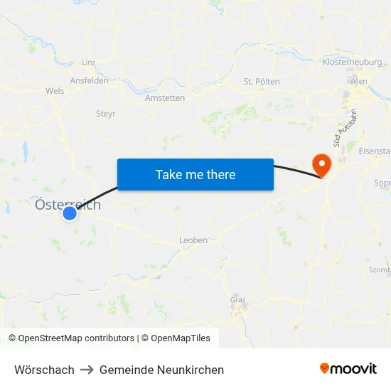 Wörschach to Gemeinde Neunkirchen map