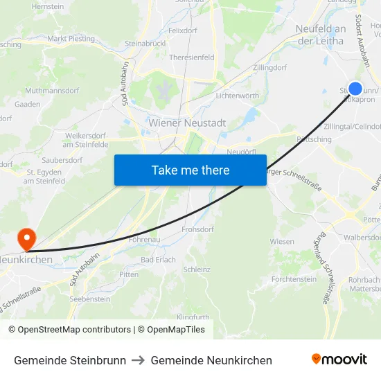 Gemeinde Steinbrunn to Gemeinde Neunkirchen map