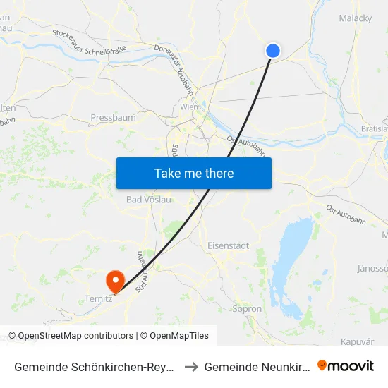 Gemeinde Schönkirchen-Reyersdorf to Gemeinde Neunkirchen map