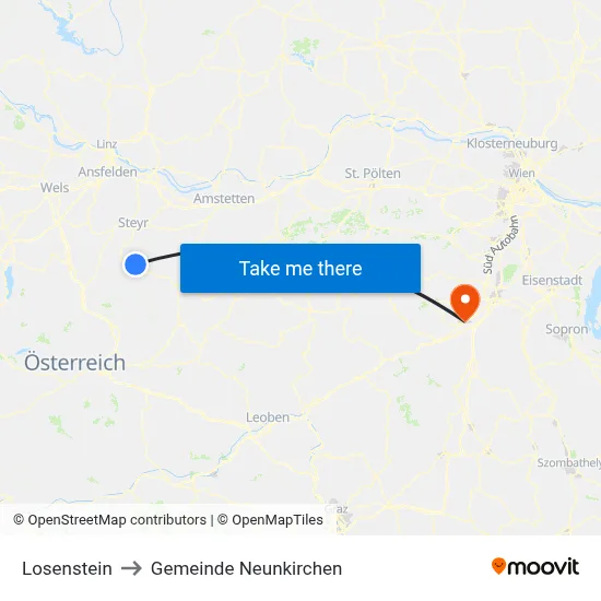 Losenstein to Gemeinde Neunkirchen map