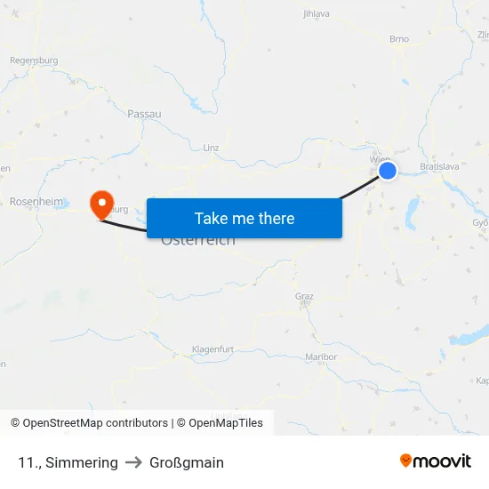 11., Simmering to Großgmain map