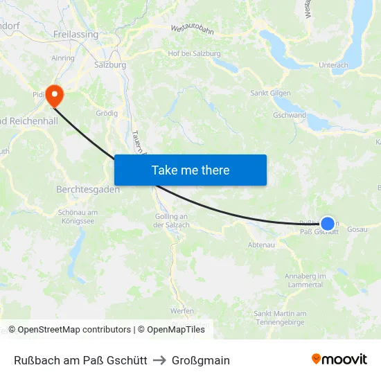 Rußbach am Paß Gschütt to Großgmain map