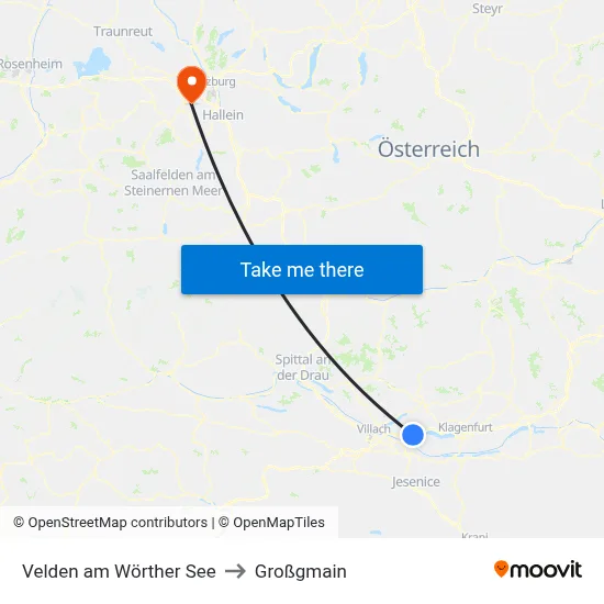 Velden am Wörther See to Großgmain map