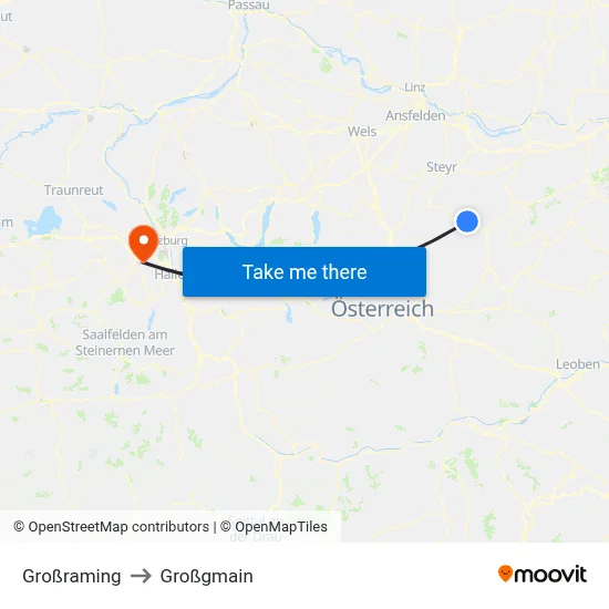 Großraming to Großgmain map