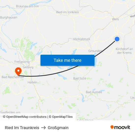 Ried Im Traunkreis to Großgmain map