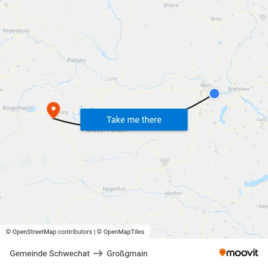 Gemeinde Schwechat to Großgmain map