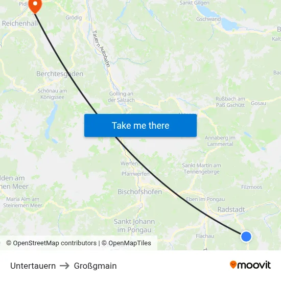 Untertauern to Großgmain map