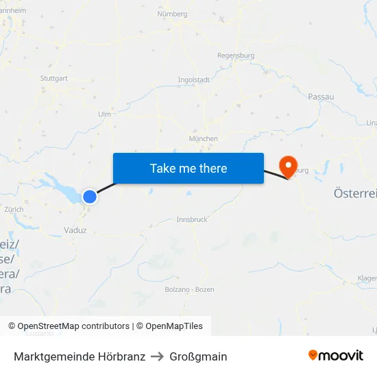 Marktgemeinde Hörbranz to Großgmain map