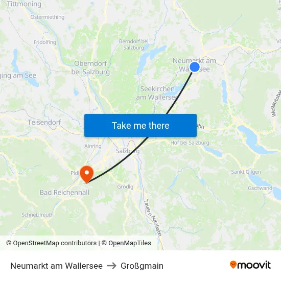 Neumarkt am Wallersee to Großgmain map