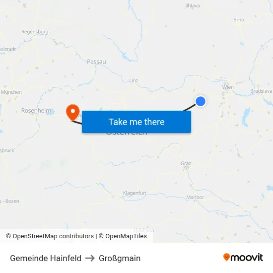 Gemeinde Hainfeld to Großgmain map